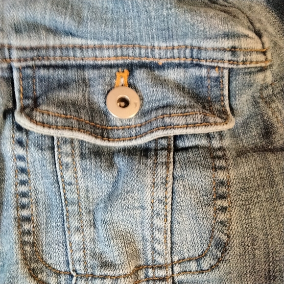 Anthropologie Women's Pilcro &Letterpress Green Ruffled Denim Jacket XS Spring - Picture 2 of 12